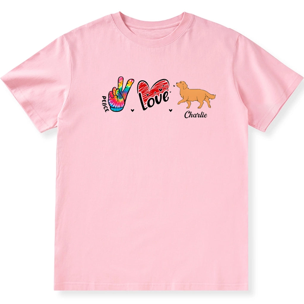 Peace Love Heart Dog - Personalized Custom Unisex T-Shirt