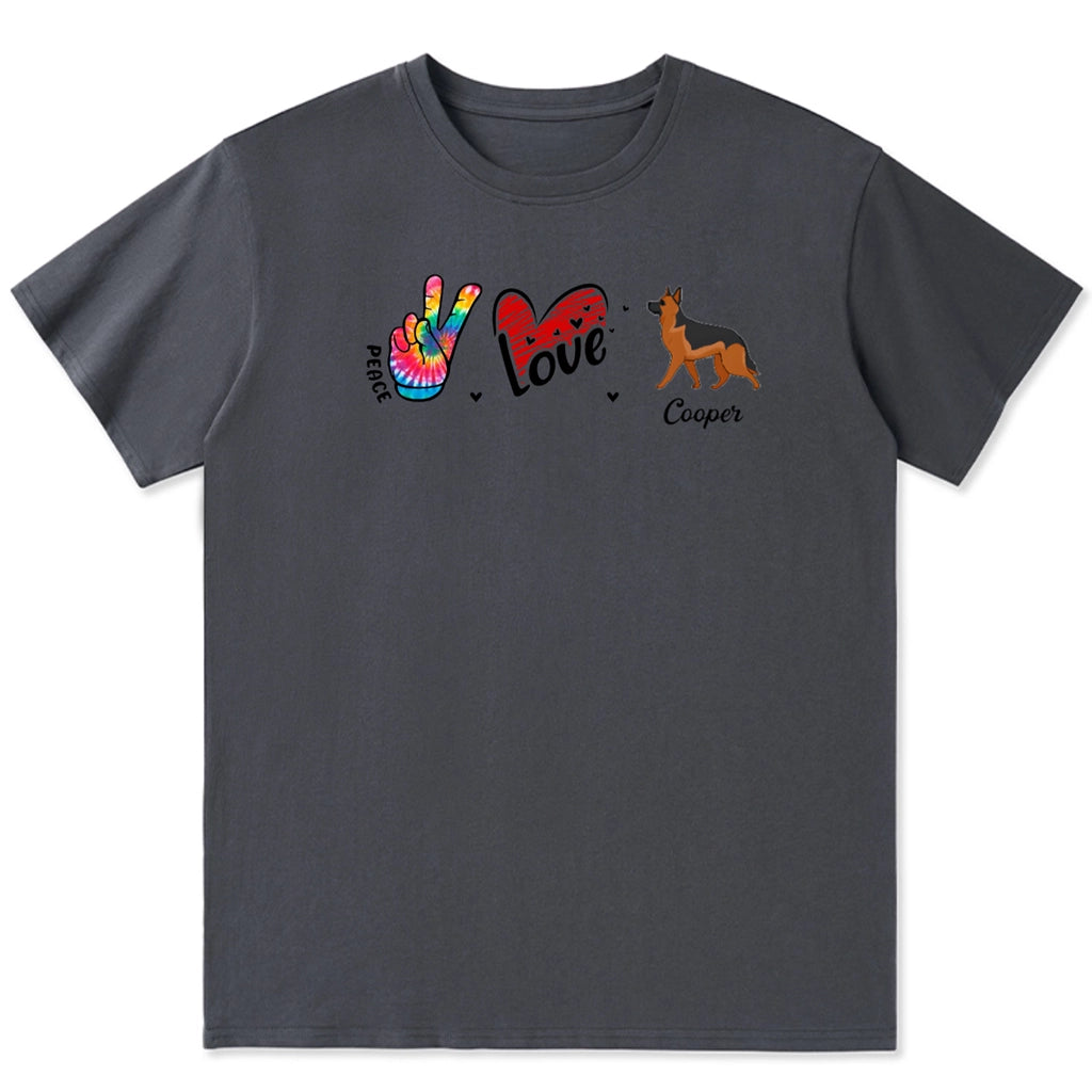 Peace Love Heart Dog - Personalized Custom Unisex T-Shirt