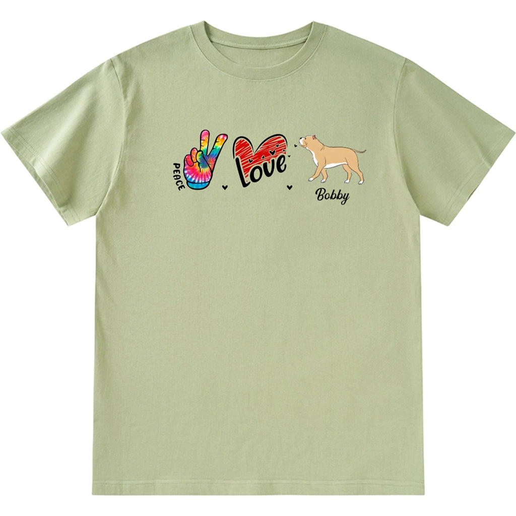 Peace Love Heart Dog - Personalized Custom Unisex T-Shirt