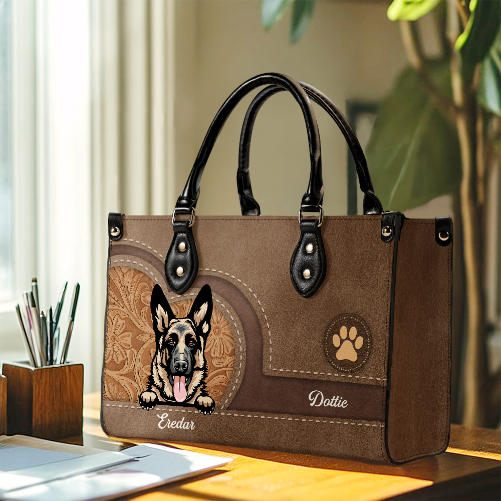 Personalized Gift for Dog Lovers - Personalized Custom PU Leather Handbag