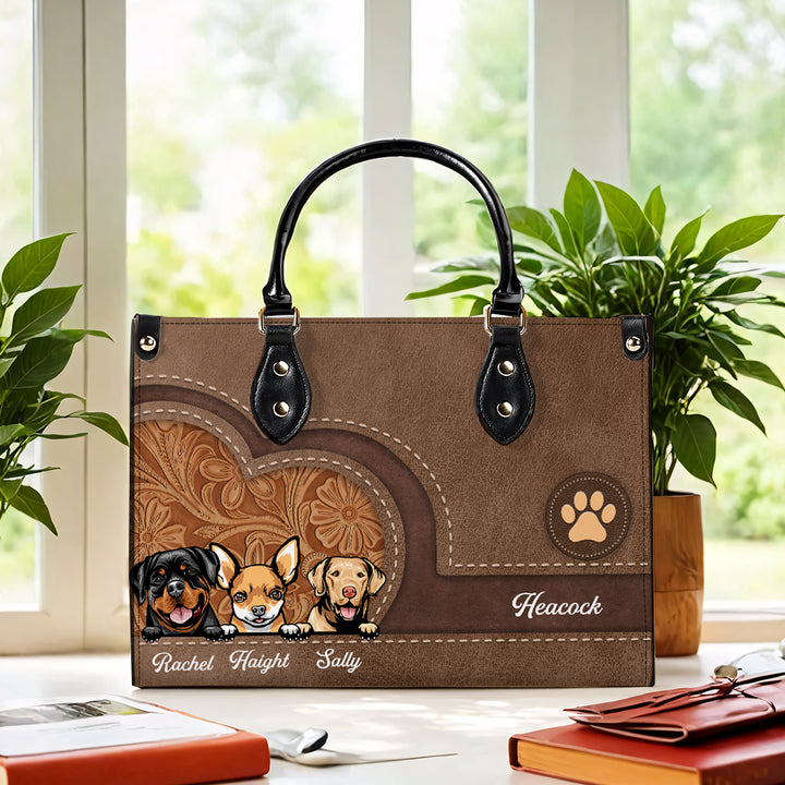 Personalized Gift for Dog Lovers - Personalized Custom PU Leather Handbag