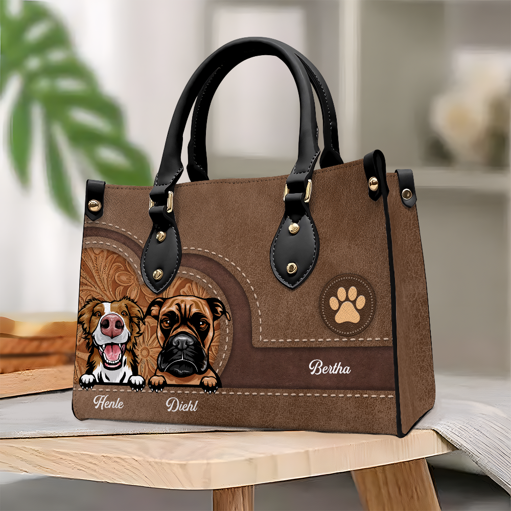 Personalized Gift for Dog Lovers - Personalized Custom PU Leather Handbag