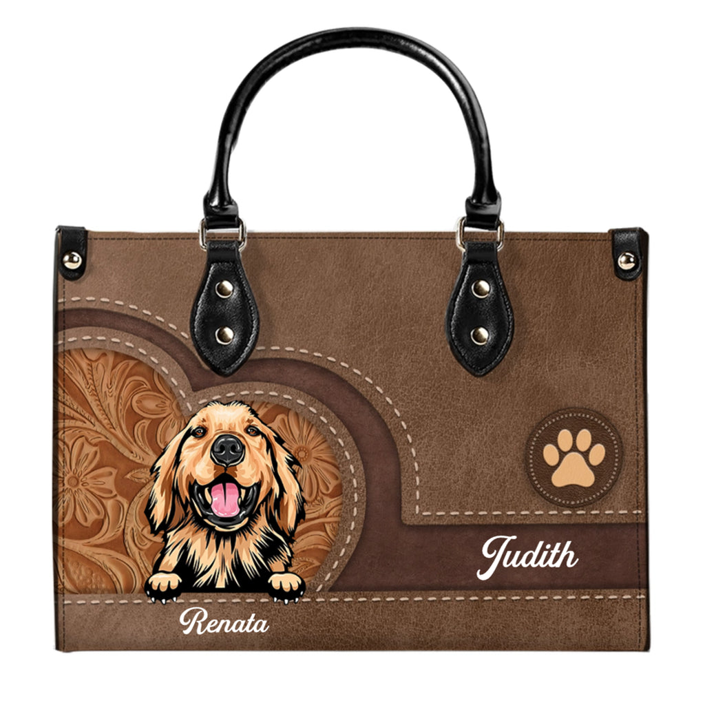 Personalized Gift for Dog Lovers - Personalized Custom PU Leather Handbag