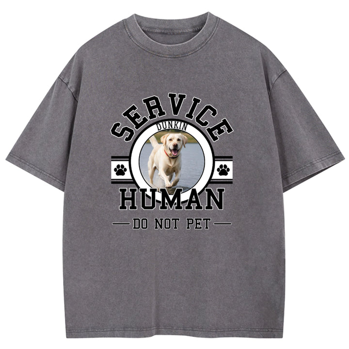 Service Human, Do Not Pet - Personalized Custom Washed T-shirt