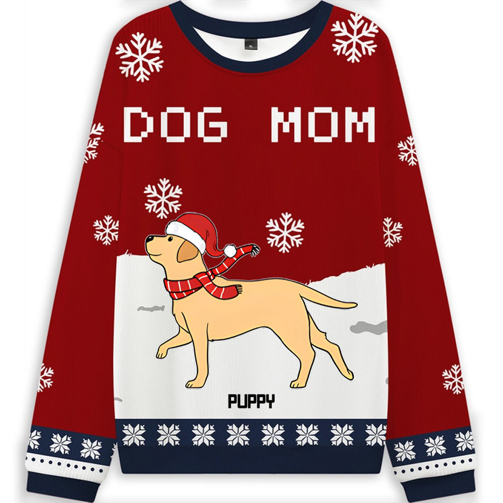 Dog Mom Winter - Personalized Custom Christmas Ugly Sweatshirt