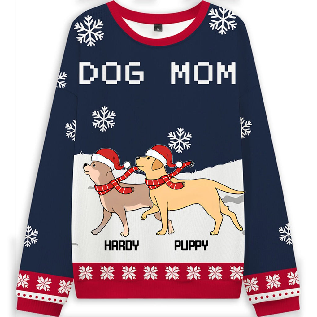 Dog Mom Winter - Personalized Custom Christmas Ugly Sweatshirt