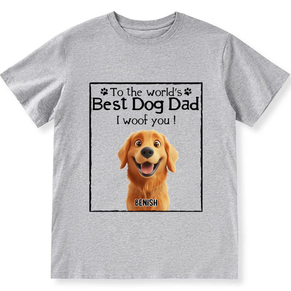 Woof Best Dog Mom Dad Cartoon - Personalized Custom Unisex T-Shirt