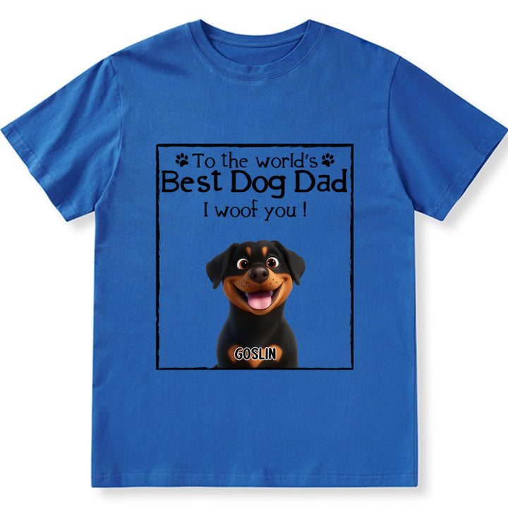 Woof Best Dog Mom Dad Cartoon - Personalized Custom Unisex T-Shirt