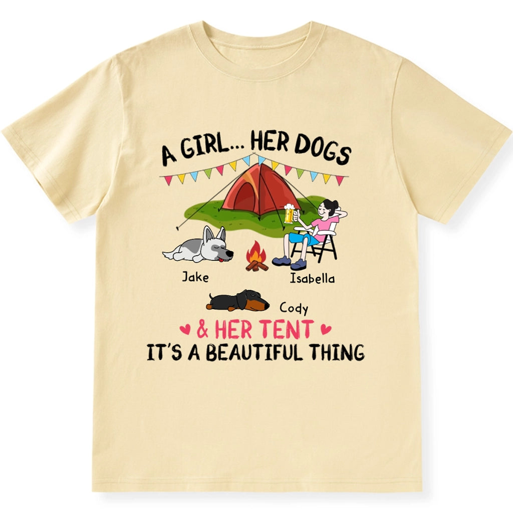 A Camping Girl And Her Dog - Personalized Custom Unisex T-shirt