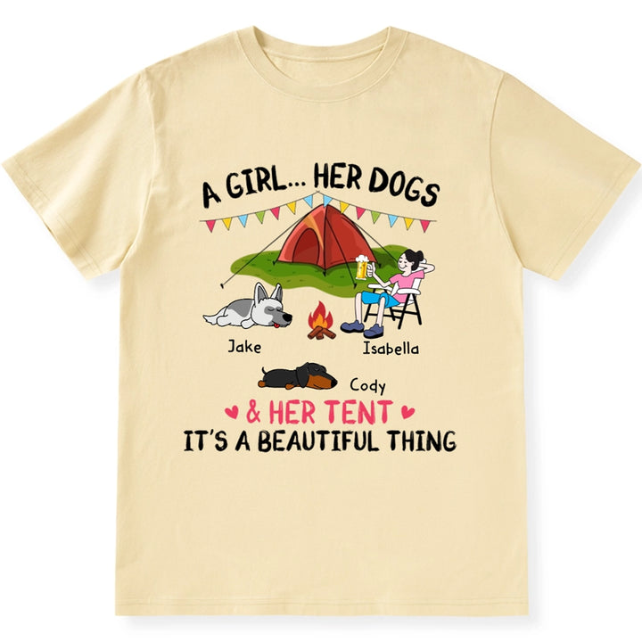 A Camping Girl And Her Dog - Personalized Custom Unisex T-shirt