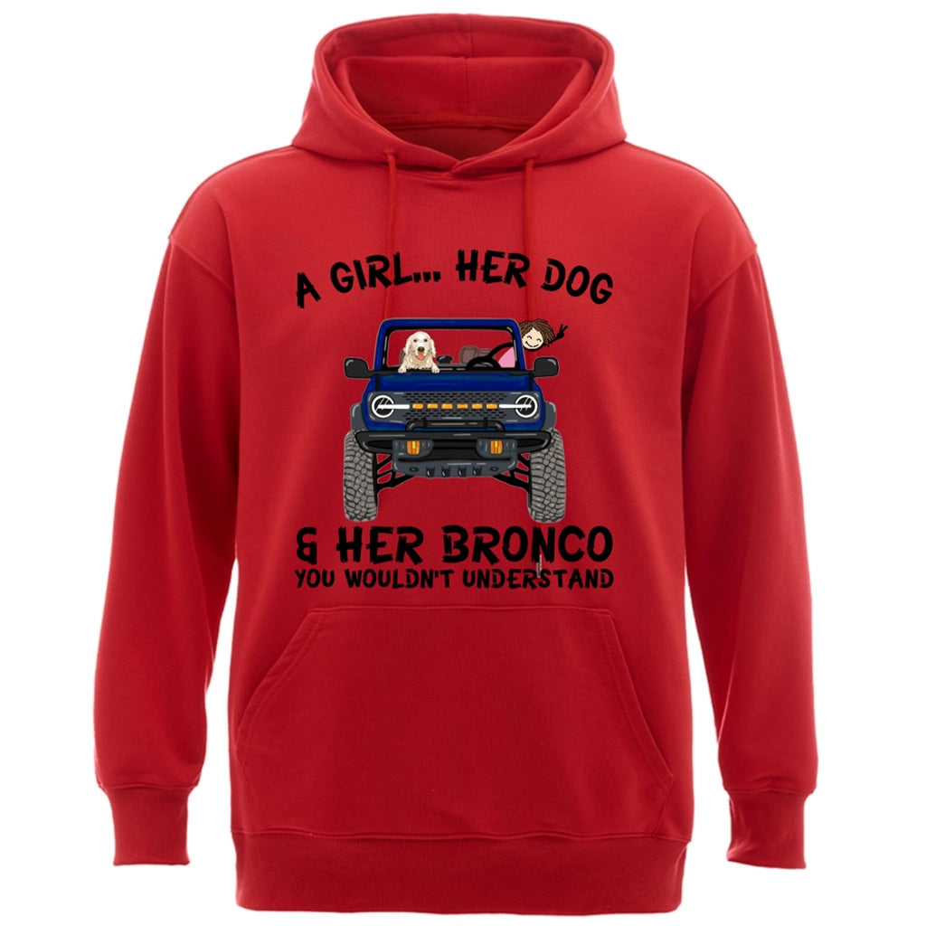 A girl, her dogs and her bronco - Personalized Custom Hoodie