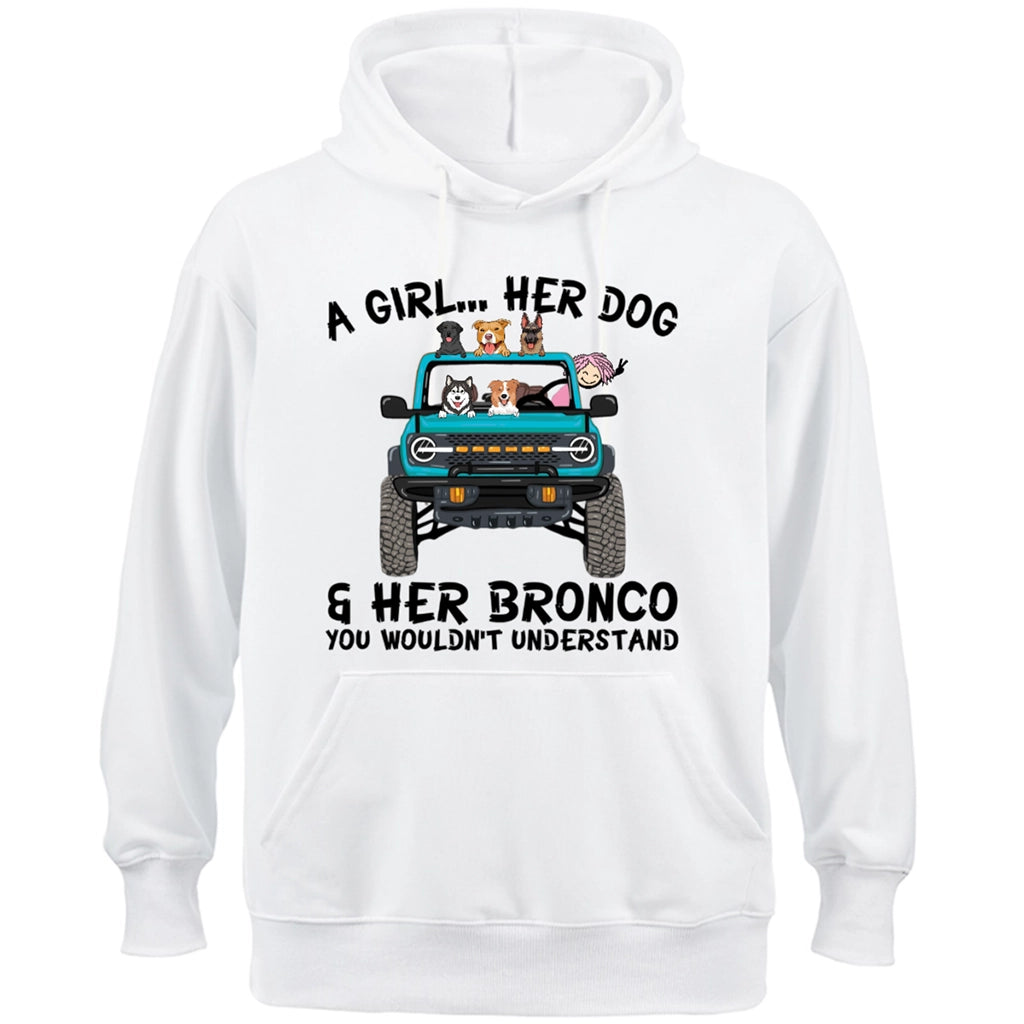 A girl, her dogs and her bronco - Personalized Custom Hoodie