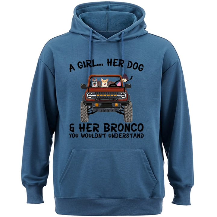 A girl, her dogs and her bronco - Personalized Custom Hoodie