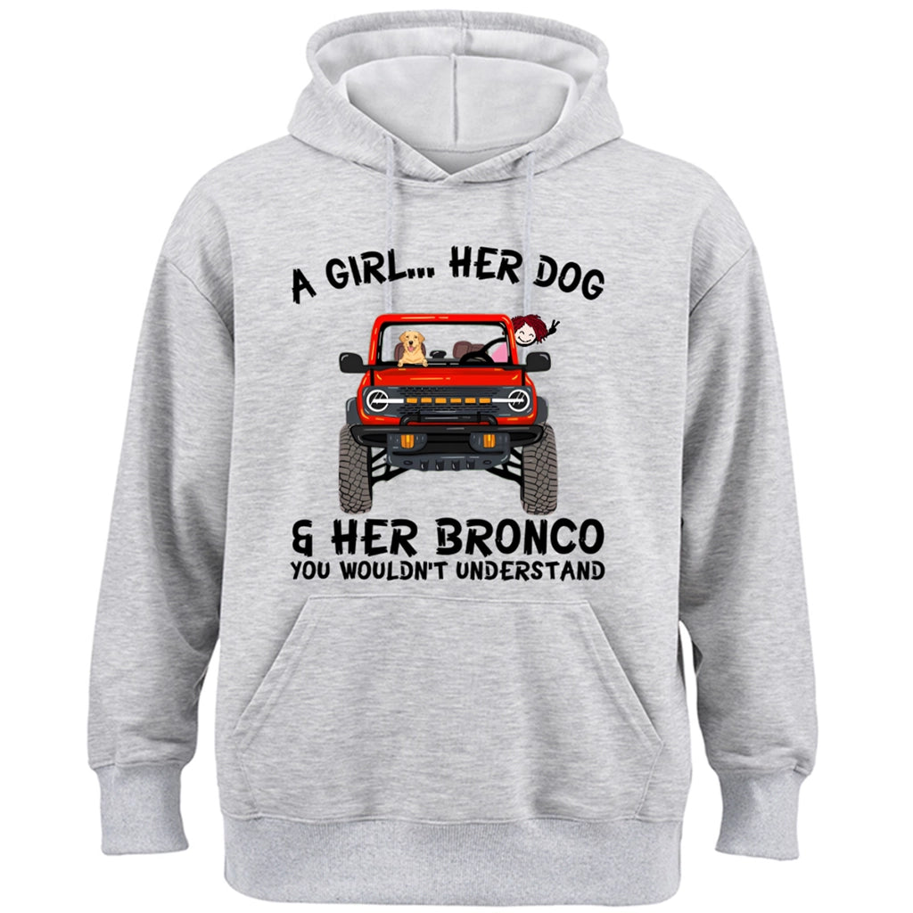 A girl, her dogs and her bronco - Personalized Custom Hoodie