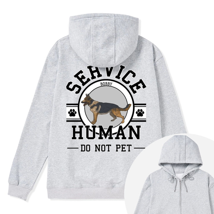 Service Human, Do Not Pet - Personalized Custom Zipper Hoodie