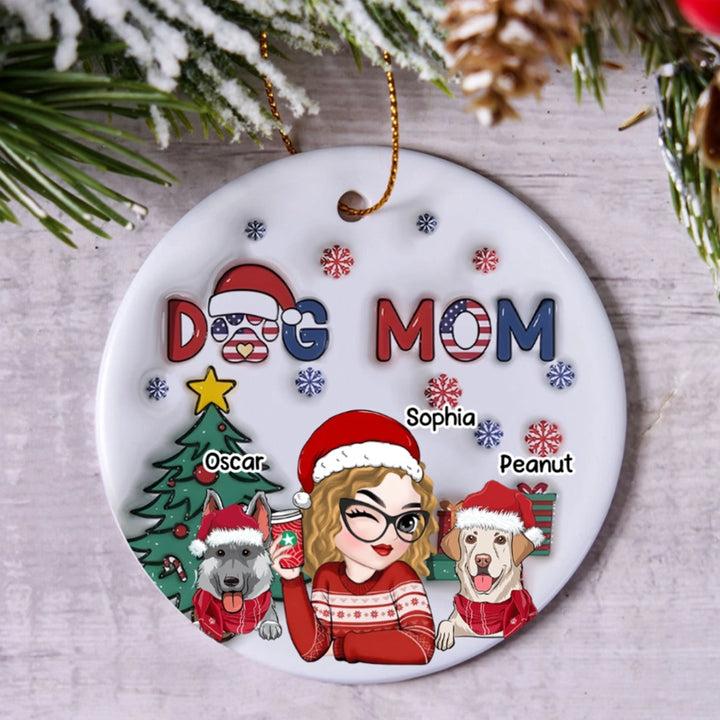 American Dog Mom Christmas - Personalized Christmas Ornament