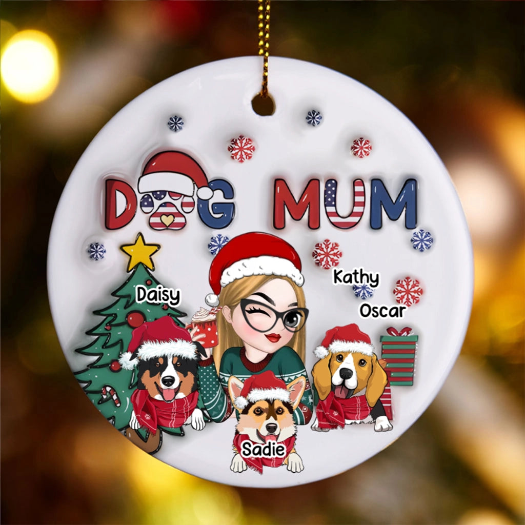 American Dog Mom Christmas - Personalized Christmas Ornament