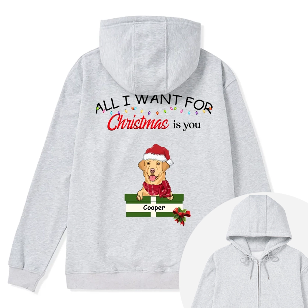 All I Want for Christmas Is You - Personalized Custom Zipper Hoodie