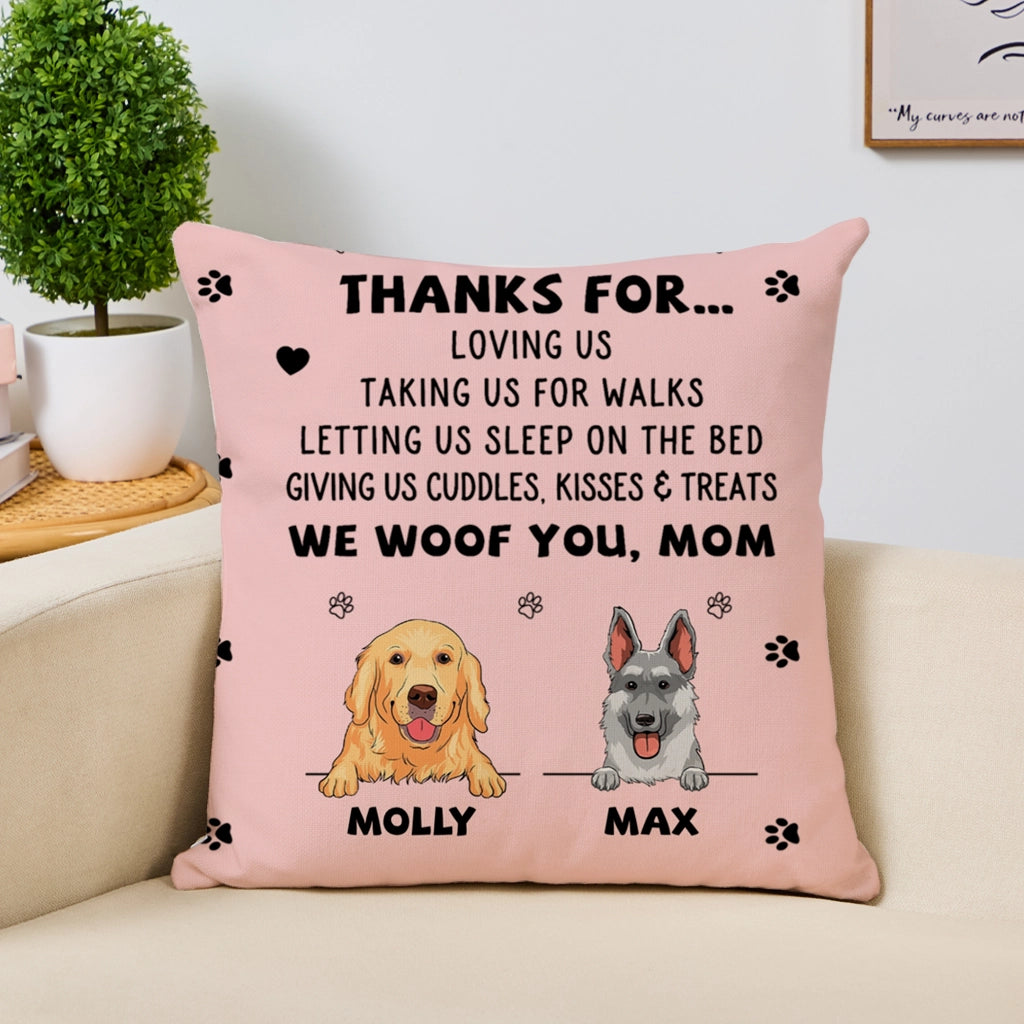 Dog Thanks For... - Personalized Custom Throw Pillow