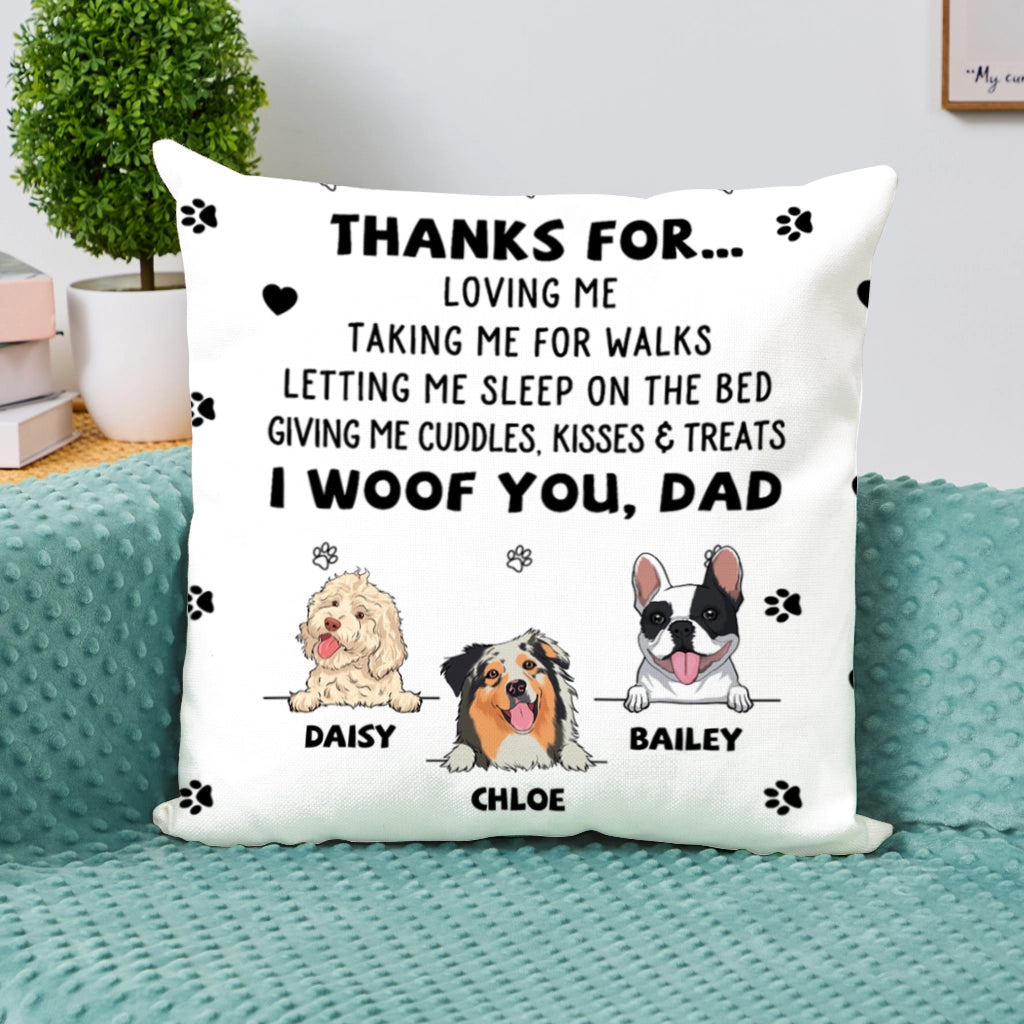 Dog Thanks For... - Personalized Custom Throw Pillow