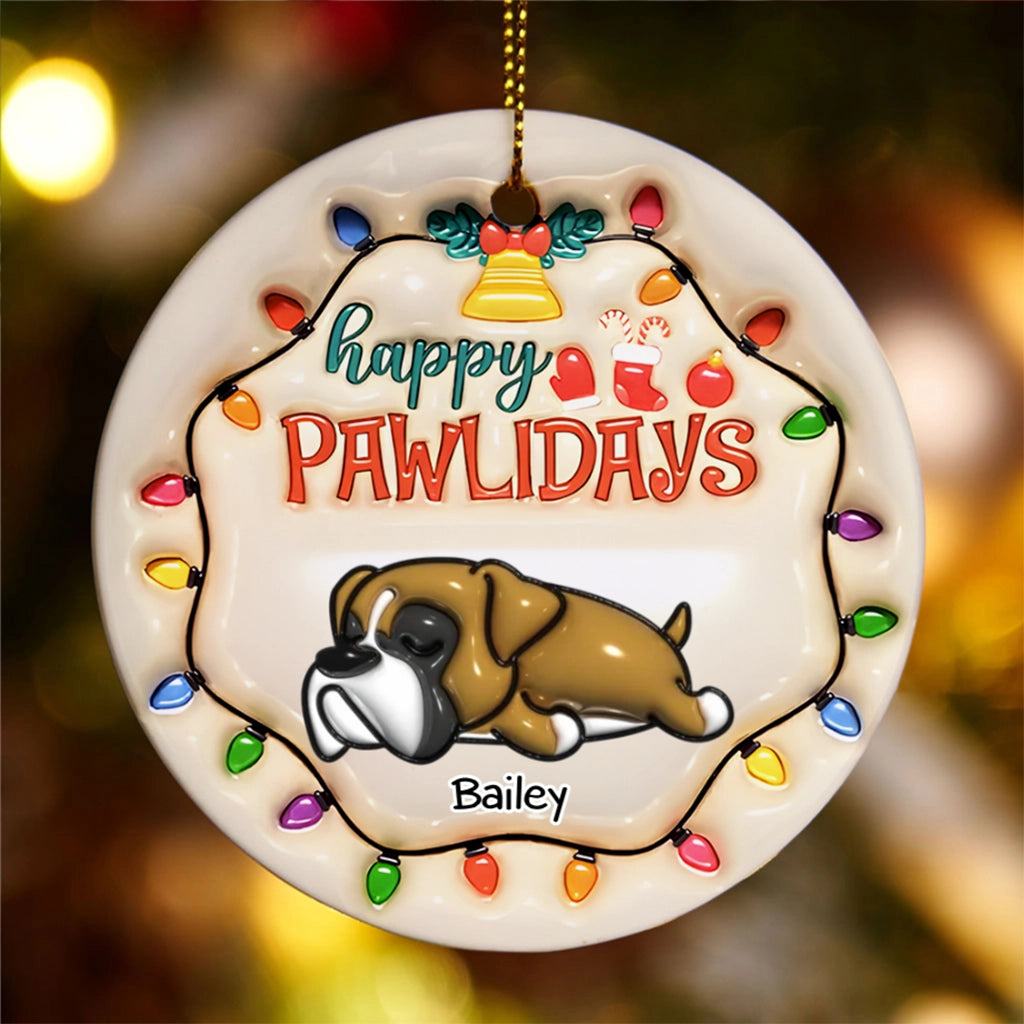 Happy Pawlidays With Light - Personalized Christmas Ornament