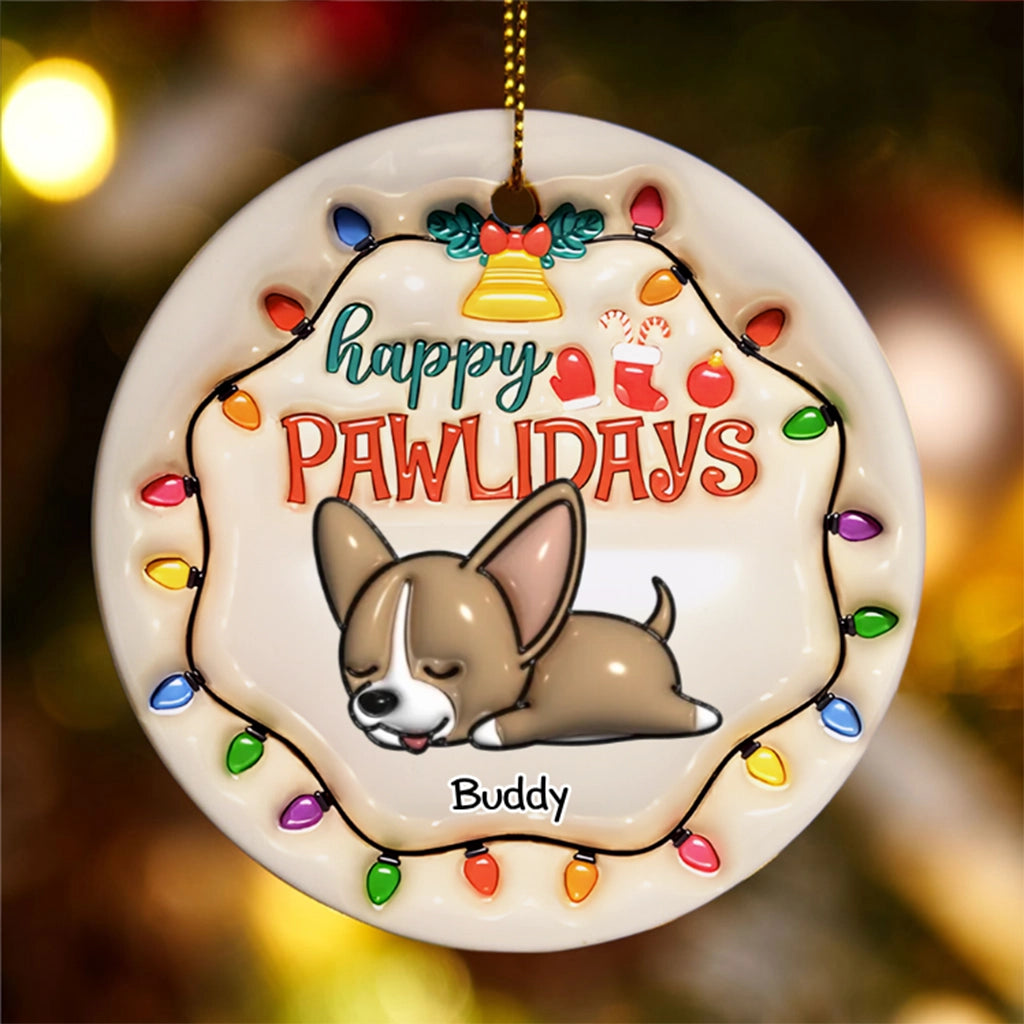 Happy Pawlidays With Light - Personalized Christmas Ornament