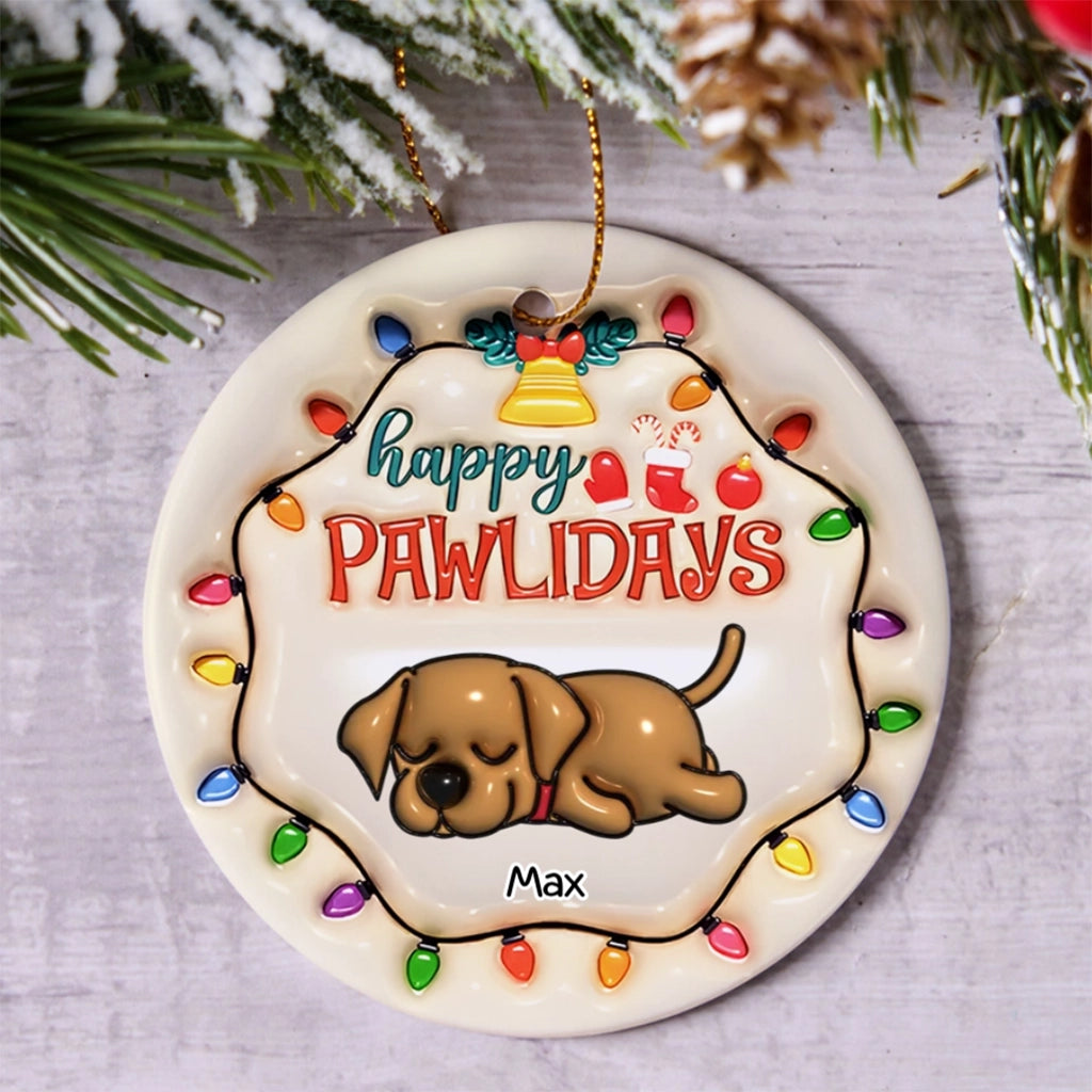 Happy Pawlidays With Light - Personalized Christmas Ornament