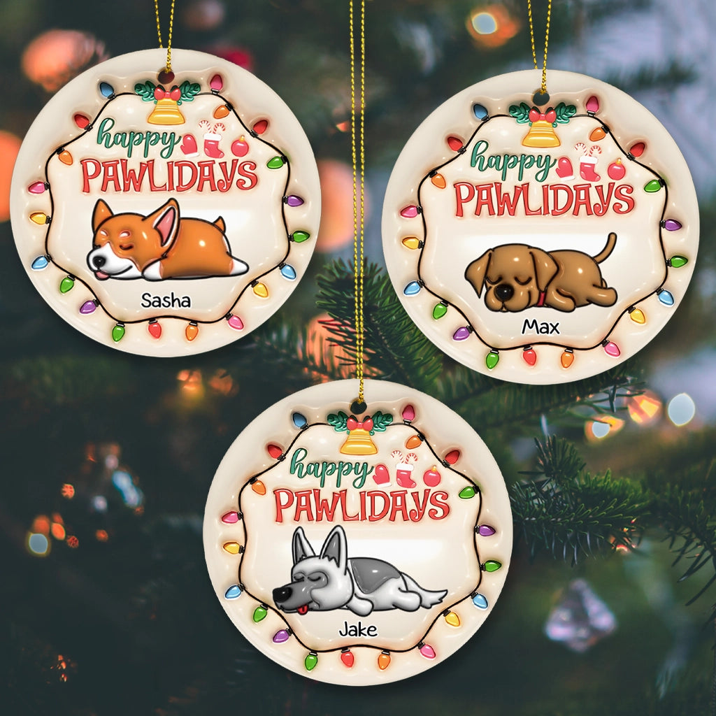 Happy Pawlidays With Light - Personalized Christmas Ornament