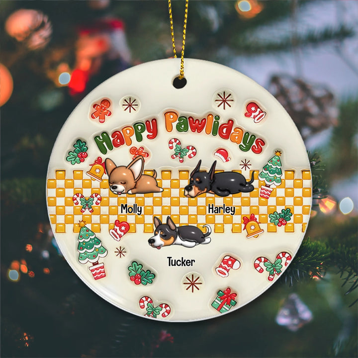 Jolly Pawlidays - Personalized Christmas Ornament