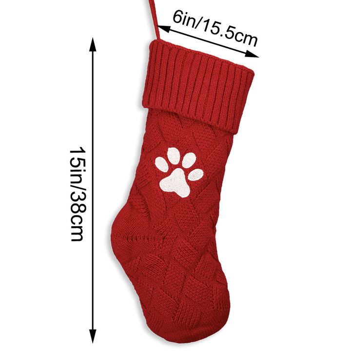 Knitted Dog Name Christmas Stockings 2024 - Personalized Embroidered Christmas Stocking