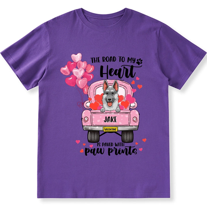 The Road To My Heart Pink Balloon Truck - Personalized Custom Unisex T-shirt