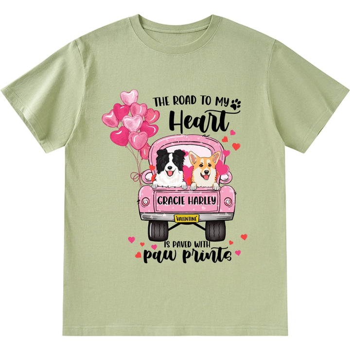 The Road To My Heart Pink Balloon Truck - Personalized Custom Unisex T-shirt