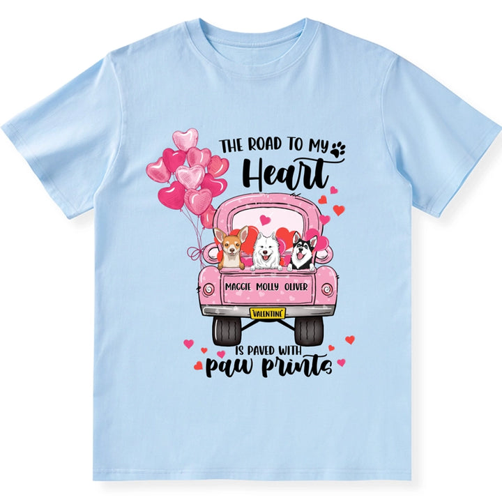 The Road To My Heart Pink Balloon Truck - Personalized Custom Unisex T-shirt