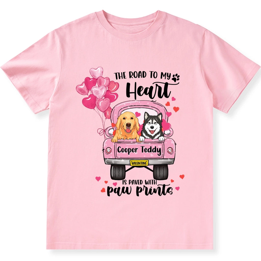 The Road To My Heart Pink Balloon Truck - Personalized Custom Unisex T-shirt