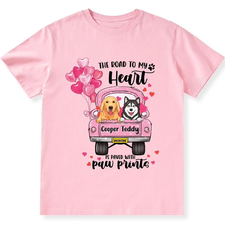 The Road To My Heart Pink Balloon Truck - Personalized Custom Unisex T-shirt