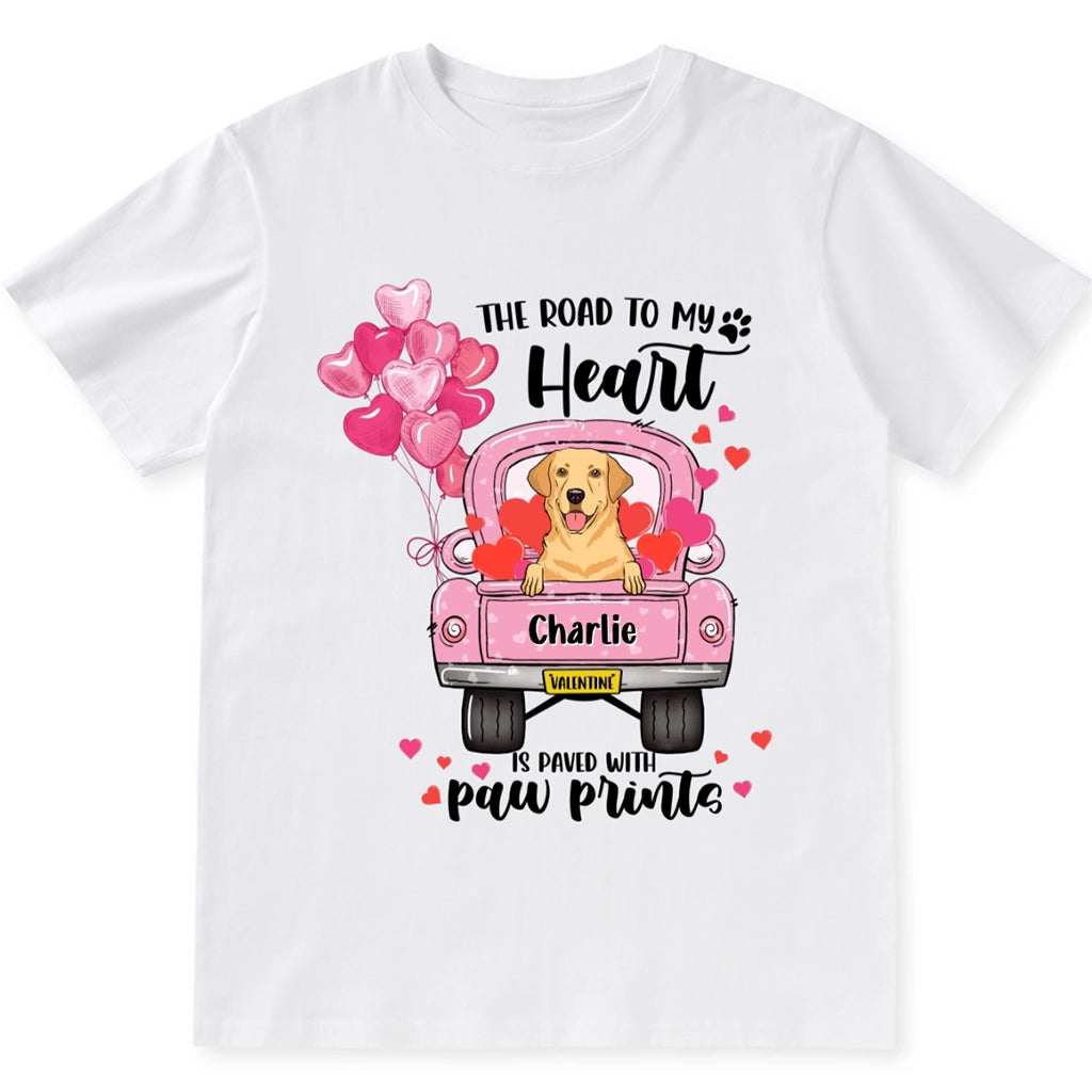 The Road To My Heart Pink Balloon Truck - Personalized Custom Unisex T-shirt