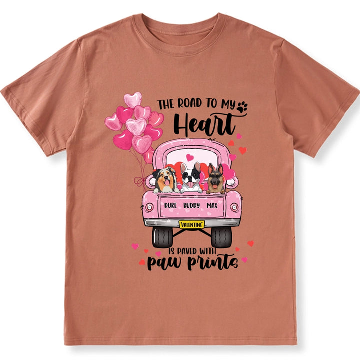 The Road To My Heart Pink Balloon Truck - Personalized Custom Unisex T-shirt